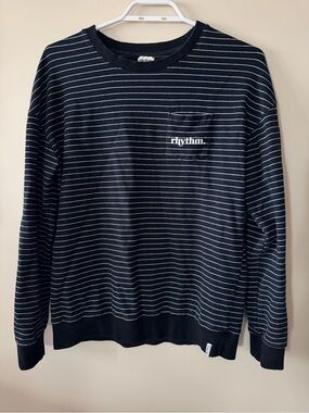 Rhythm. - Women’s Long-Sleeve Striped Crewneck Sweater - Black/White